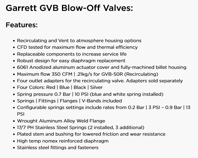 Garrett GVB-50R 50mm RCV Blow Off Valve BOV - Silver