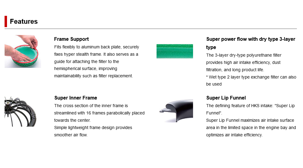 HKS Air Intake SPF Super Power Flow Filter - ECR33 R33 / WGNC34 R34 RB25DET