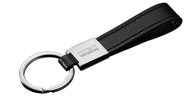 HKS Leather Keychain Ring - BLACK