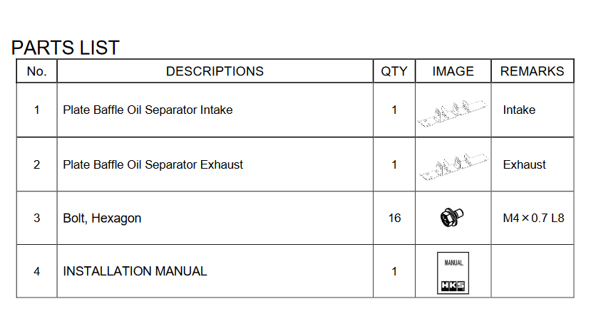 HKS Valve Cover Cam Baffle Plate - GTR R32 RB26DETT