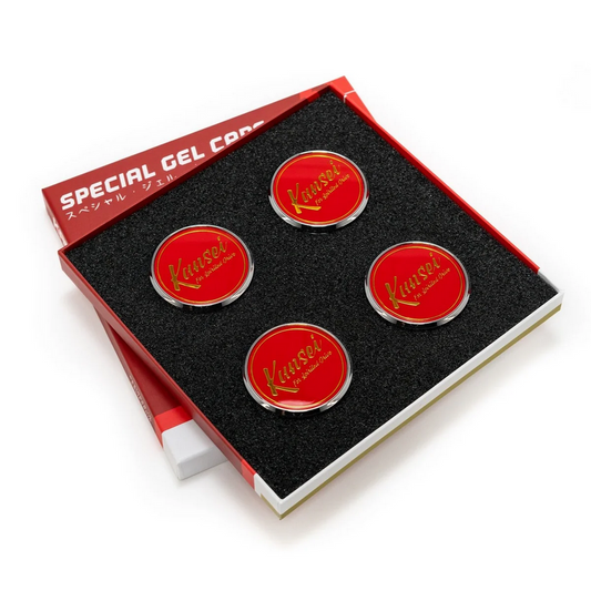 Kansei Special Edition Gold Gel Cap Boxed Set (4 Piece) Center Caps - Red