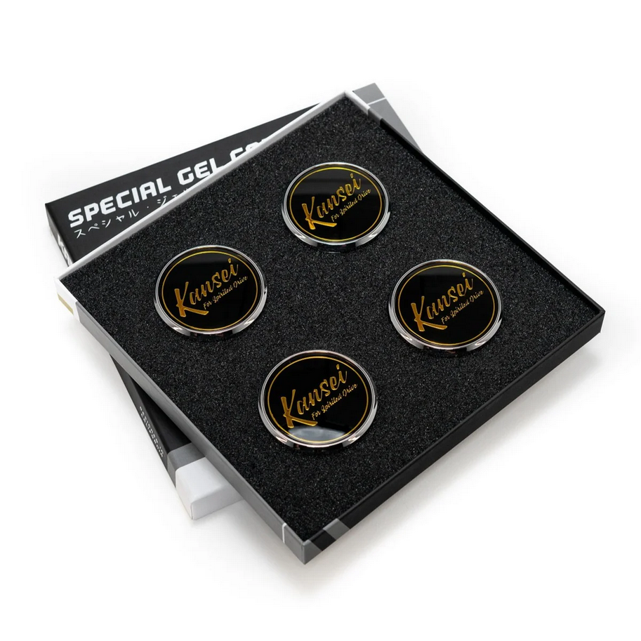 Kansei Special Edition Gold Gel Cap Boxed Set (4 Piece) Center Caps - Black