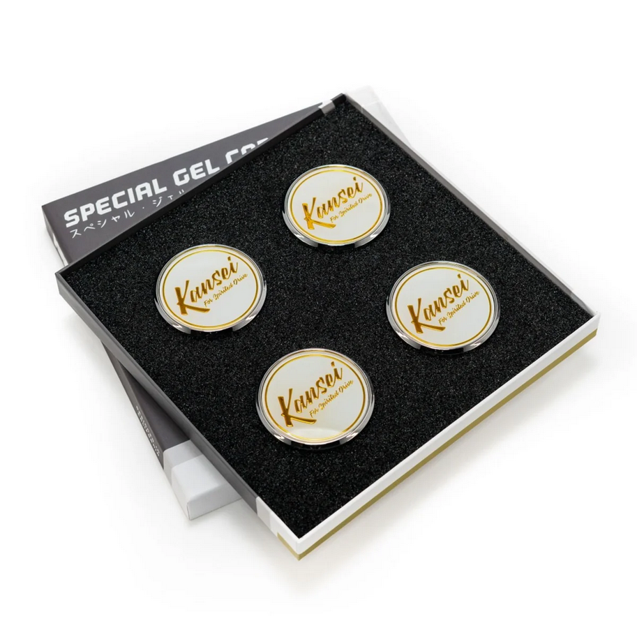 Kansei Special Edition Gold Gel Cap Boxed Set (4 Piece) Center Caps - White