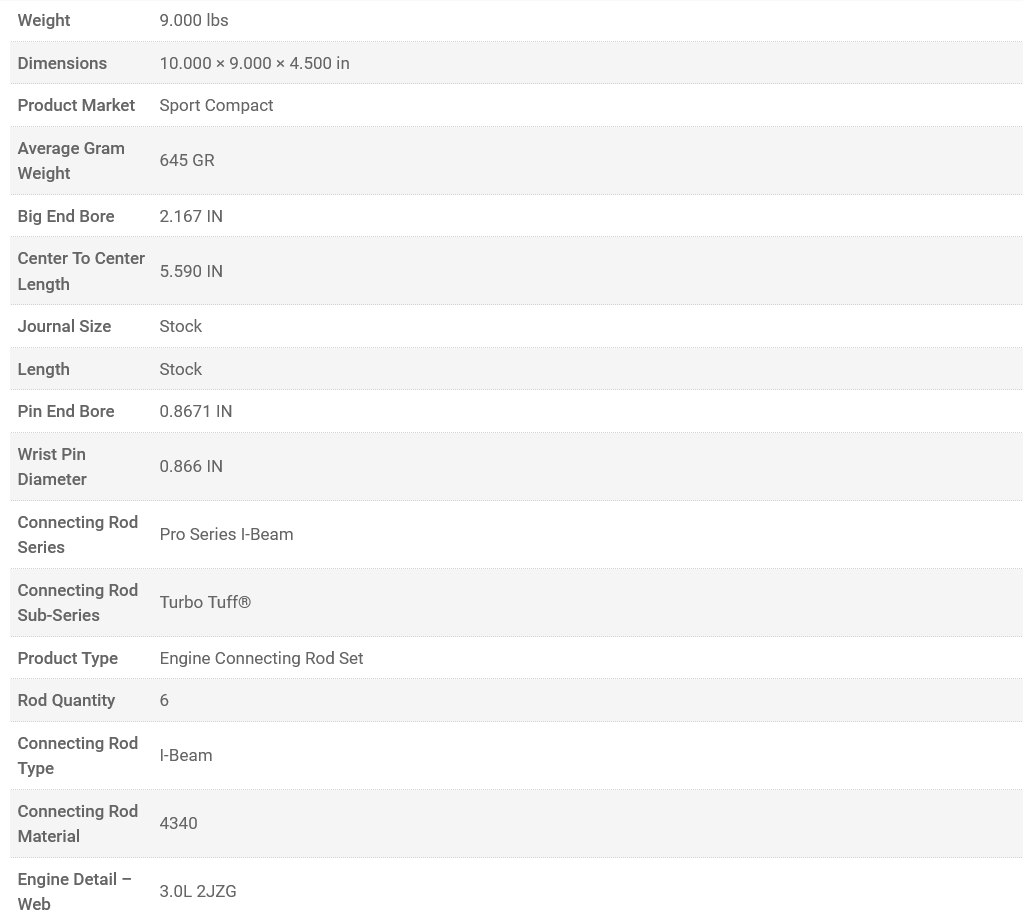 Manley Turbo Tuff Pro Series I-Beam Connecting Rod Set - 2JZ GTE / 2JZ GE