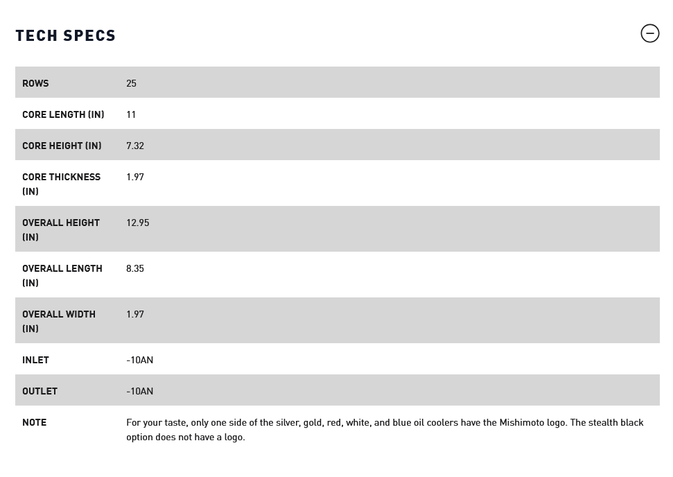 Mishimoto Universal 25 Row Oil Cooler - Silver