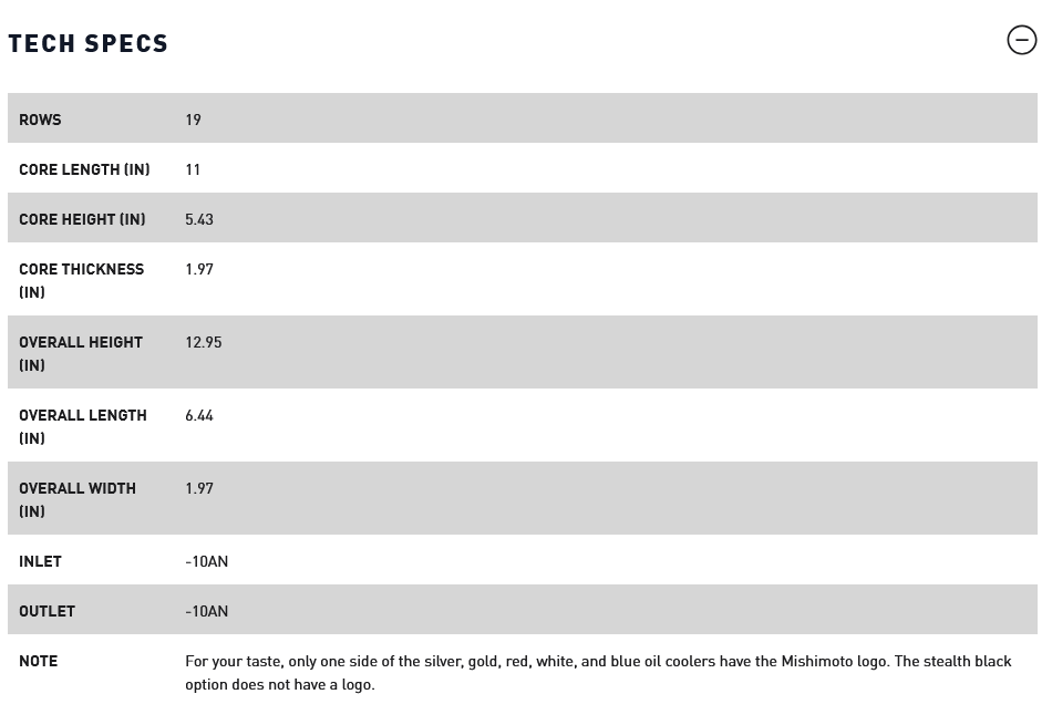 Mishimoto Universal 19 Row Oil Cooler - Blue