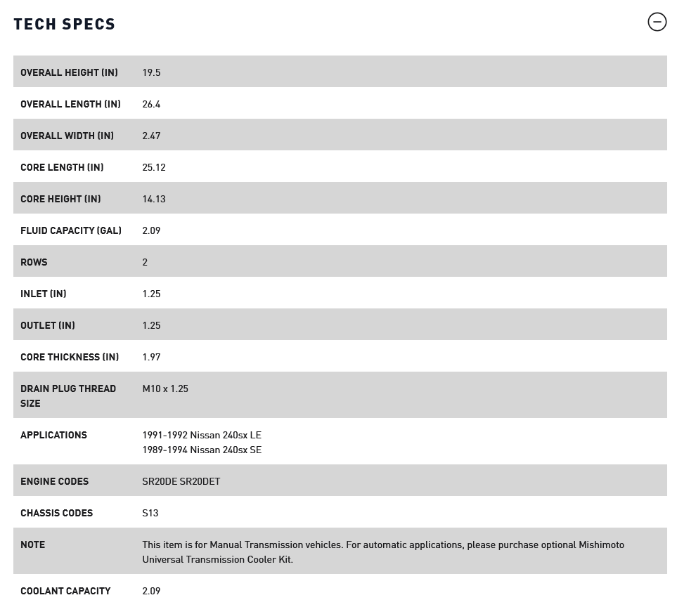 Mishimoto 89-94 Nissan 240sx S13 SR20DET 2-Row Aluminum Radiator