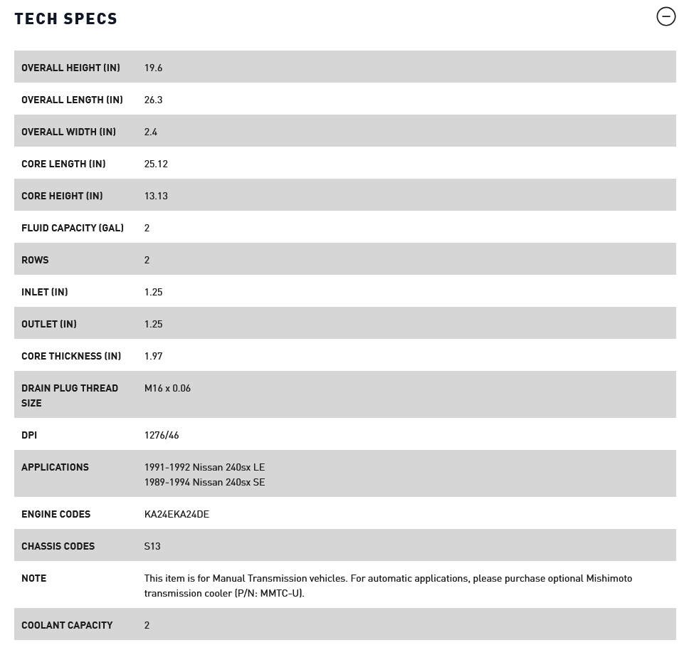 Mishimoto 89-94 Nissan 240sx S13 KA24E / KA24DE 2-Row Aluminum Radiator