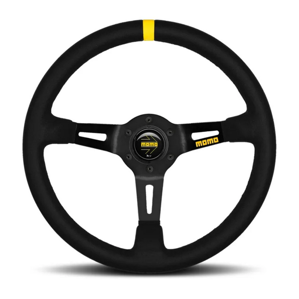 Momo MOD. 08 350mm Steering Wheel - Leather/Black Spokes/1 Stripe