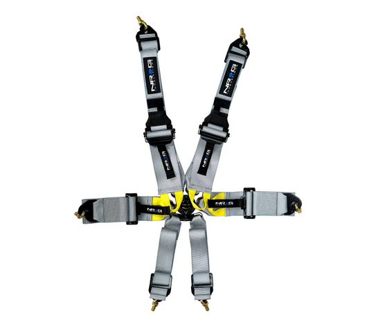 NRG FIA 6 point 3in Seat Belt - Rotary CamLock Harness - Silver