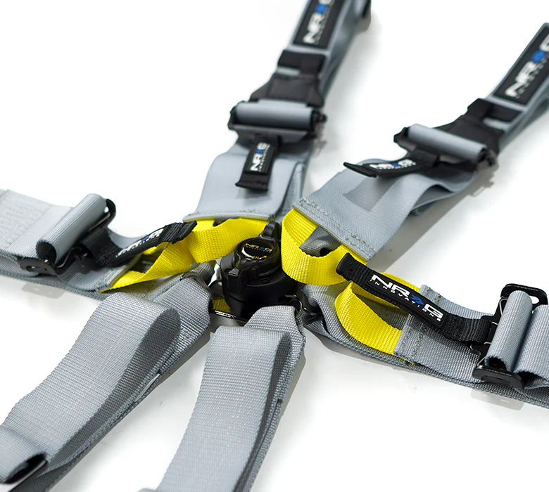 NRG FIA 6 point 3in Seat Belt - Rotary CamLock Harness - Silver