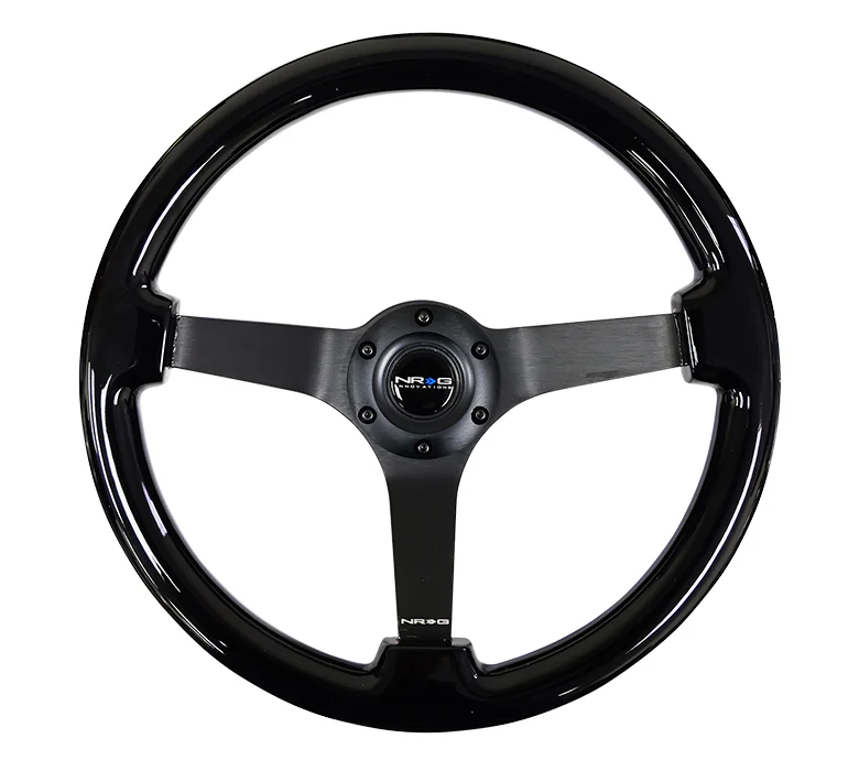 NRG Reinforced Steering Wheel 350mm / 3in. Deep - Black on Black spokes
