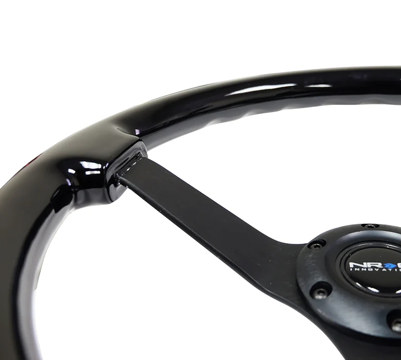 NRG Reinforced Steering Wheel 350mm / 3in. Deep - Black on Black spokes