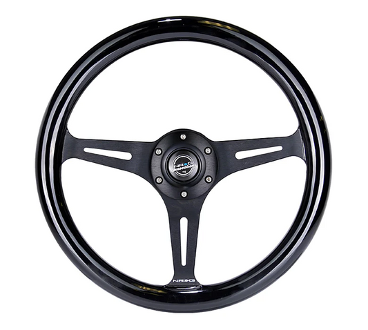 NRG Classic Wood Grain Steering Wheel 350mm - Black w/ Matte Black Spoke
