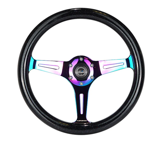 NRG Classic Wood Grain Steering Wheel 350mm - Galaxy Sparkle w/Neochrome Spoke