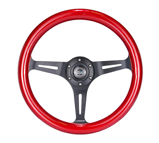 NRG Classic Wood Grain Steering Wheel 350mm - Red Flake Pearl