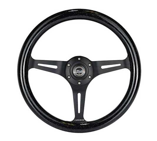 NRG Classic Wood Grain Steering Wheel 350mm - Black Sparkled