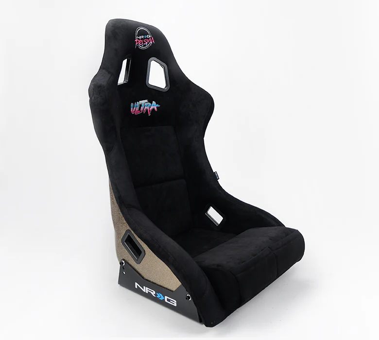 NRG FRP Bucket Seat PRISMA Edition w/ Pearlized Back Black Alcantara - X Large