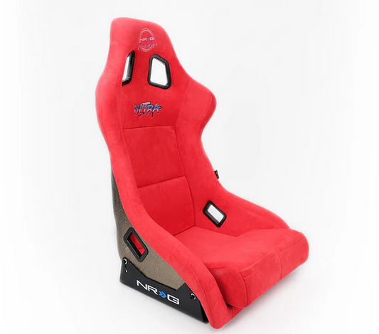 NRG FRP Fiber Glass Bucket Seat ULTRA Red Alcantara - XLarge