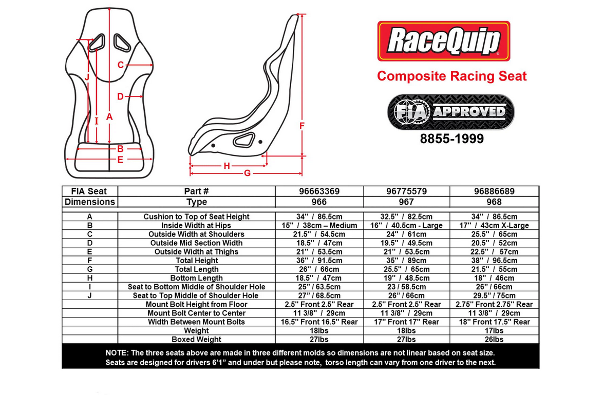 RaceQuip FIA Racing Bucket Seat - Large