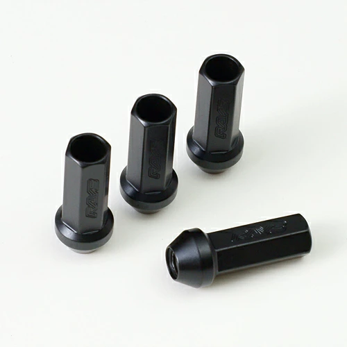 Rays 17 Hex Racing L58 Super Long Type Lug Nut - 12x1.25 - Black (4pcs)