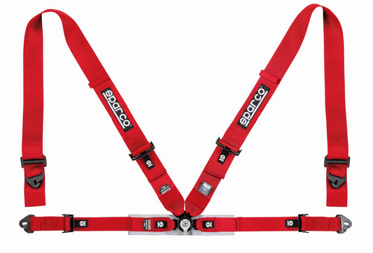 Sparco 4pt FIA Competition Harness 3in to 2in Camlock - Red