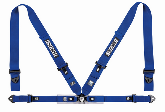 Sparco 4pt FIA Competition Harness 3in to 2in Camlock - Blue