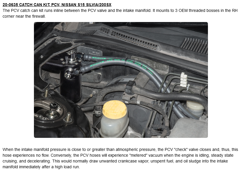 Radium Engineering Nissan S15 Silvia Catch Can Kit PCV Fluid Lock