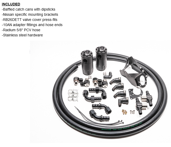 Radium Engineering Dual Catch Can Kit Nissan R32 Skyline GT-R Fluid Lock