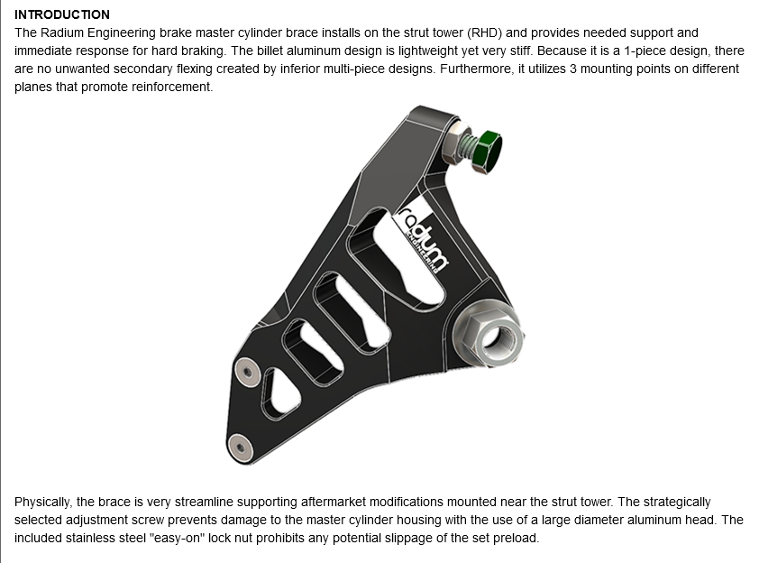 Radium Nissan R32 Skyline Master Cylinder Brace