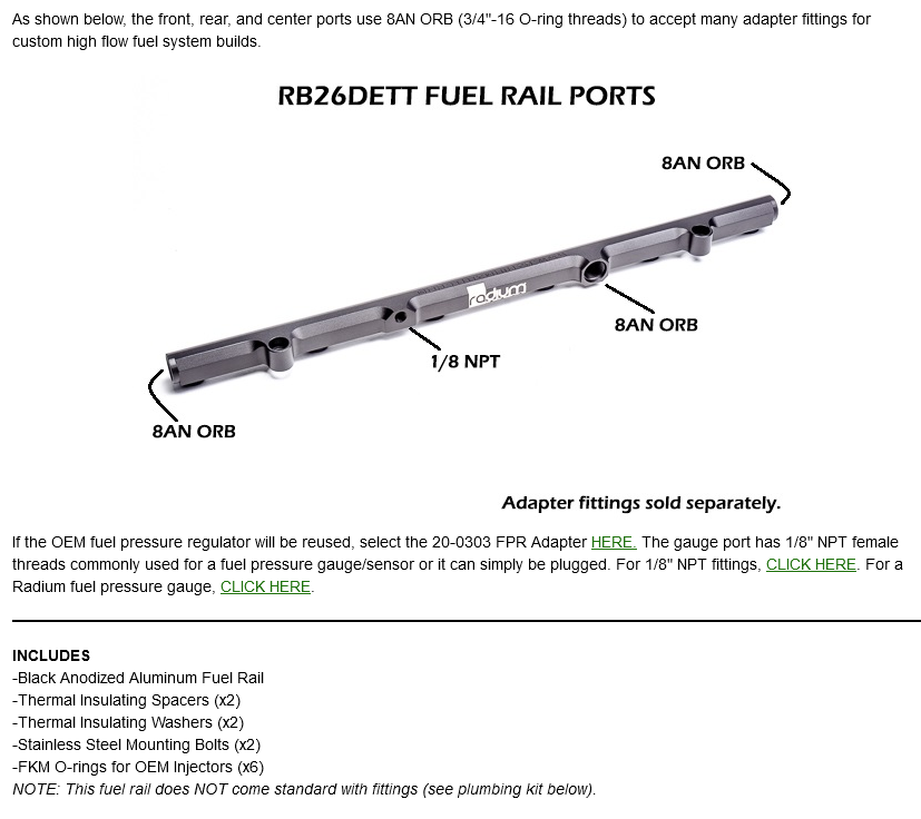 Radium Engineering Nissan RB26DETT Fuel Rail