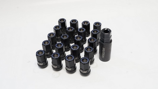 Wheel Mate Muteki HR38 Open End Lug Nuts 12x1.25 Black Chrome / Blue Ring