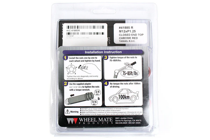 Wheel Mate Muteki Closed End Lug Nuts - Red 12x1.25