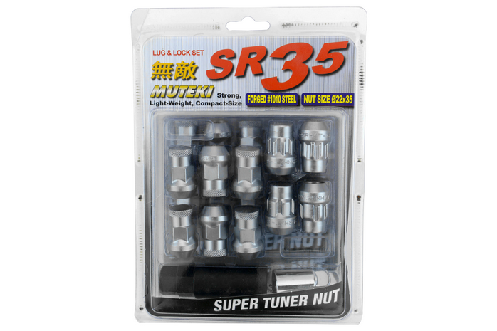Wheel Mate Muteki SR35 Close End Lug Nuts w/ Lock Set 12x1.25 35mm - Satin Silver