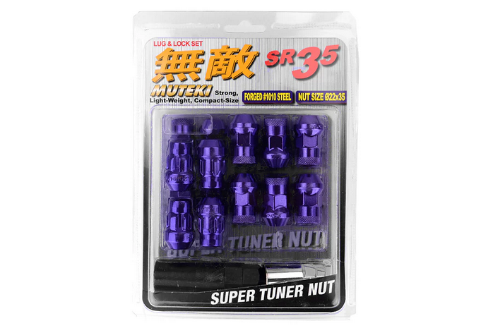 Wheel Mate Muteki SR35 Close End Lug Nuts w/ Lock Set 12x1.25 35mm - Purple