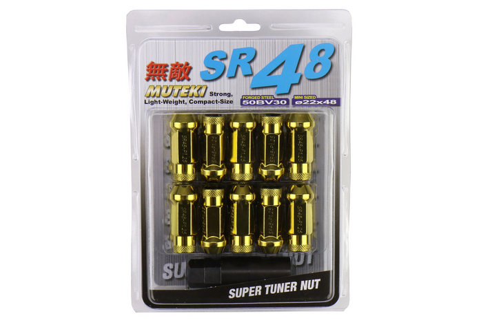 Wheel Mate Muteki SR48 Open End Lug Nuts 12x1.25 48mm - Gold Chrome