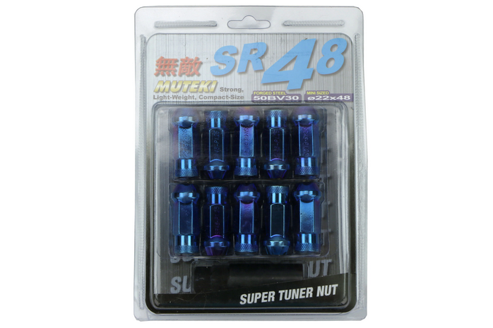 Wheel Mate Muteki SR48 Open End Lug Nuts 12x1.25 48mm - Burning Blue Neon