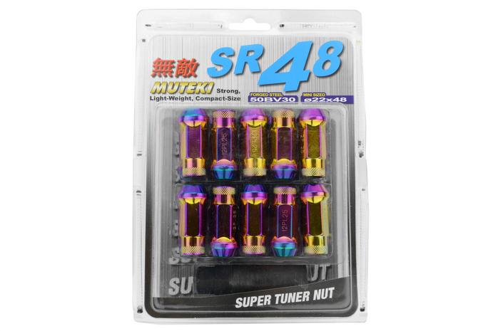 Wheel Mate Muteki SR48 Open End Lug Nuts 12x1.25 48mm - Neo Chrome