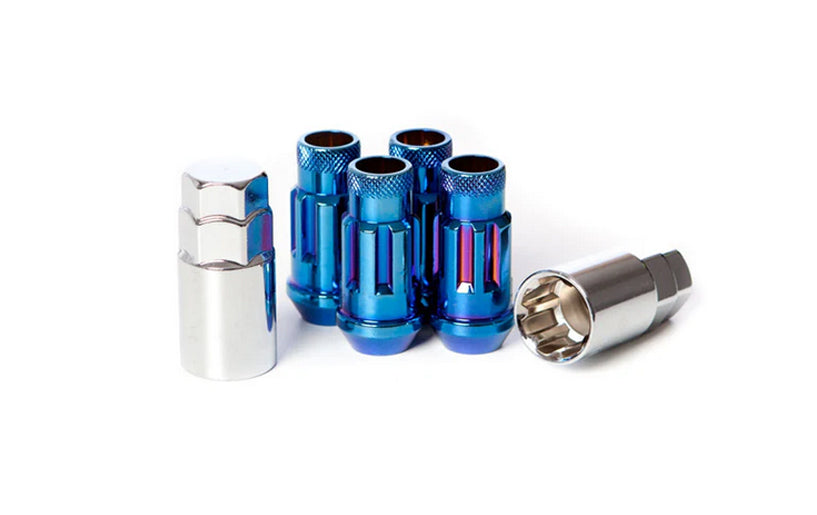 Wheel Mate Muteki SR48 Open End Lug Lock Nut 4PCS 12x1.25 48mm - Burning Blue Neon