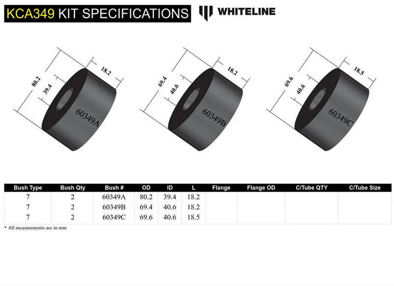 Whiteline Rear Sub-frame align & lock kit - 89-98 240SX S13 S14