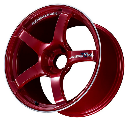 Advan TC4 18x10 +25 5x114.3 Racing Candy Red and Ring Wheel