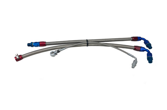P2M Nissan S13 SR20DET Steel Braided Turbo Line Kit - Bottom Mount