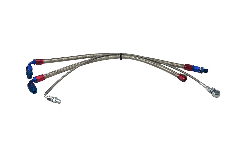 P2M Nissan S13 SR20DET Steel Braided Turbo Line Kit - Top Mount