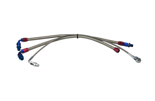 P2M Nissan S13 SR20DET Steel Braided Turbo Line Kit - Top Mount