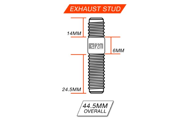 P2M 2-Pcs Stainless Exhaust Double Head Stud Nut Set - M10X1.25