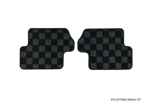 P2M S13 240sx Rear Checkered Race Floor Mats - Dark Grey