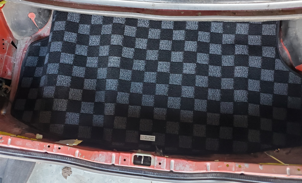 P2M S13 240sx Coupe/Silvia Checkered Rear Trunk Mat - Dark Grey