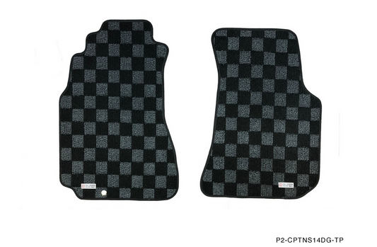 P2M S14 240sx Front Checkered Race Floor Mats - Dark Grey