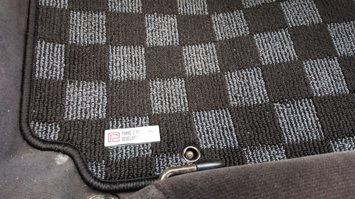 P2M S14 240sx Front Checkered Race Floor Mats - Dark Grey