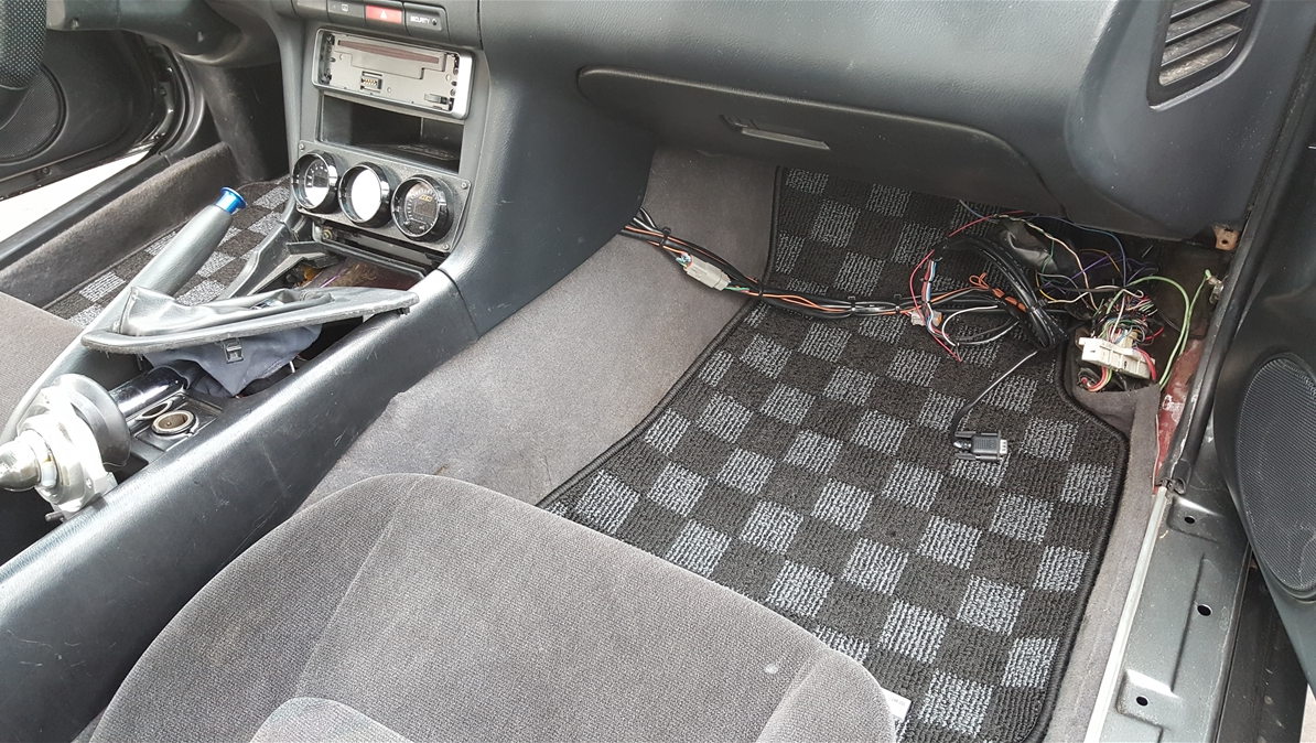 P2M S14 240sx Front Checkered Race Floor Mats - Dark Grey